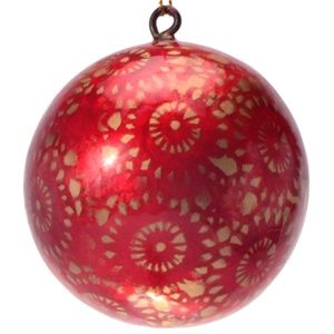 Carnival Hand-made Painted Capiz Christmas Ornament - Red